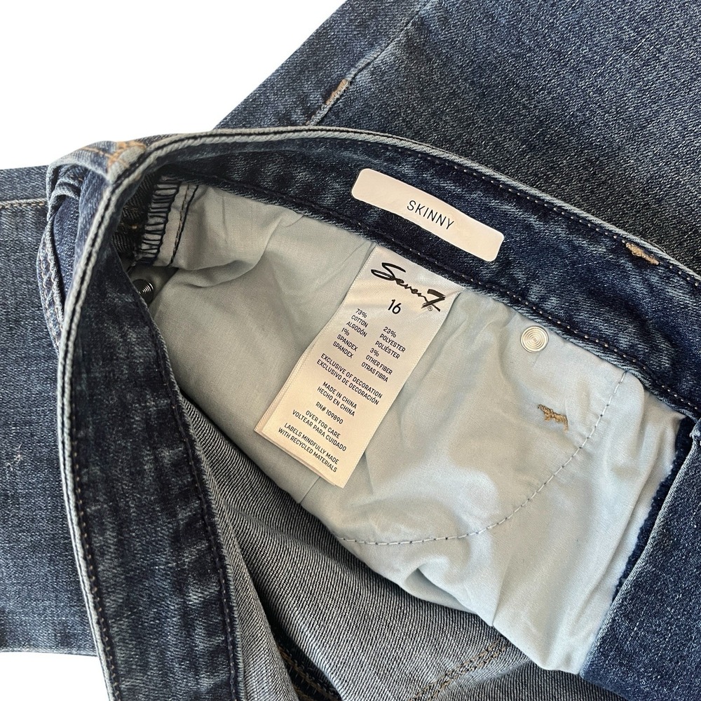 Seven 7 Jeans Women's Size 16 Skinny, Lot of 2, Medium Wash Denim Cotton Blend - Picture 5 of 8